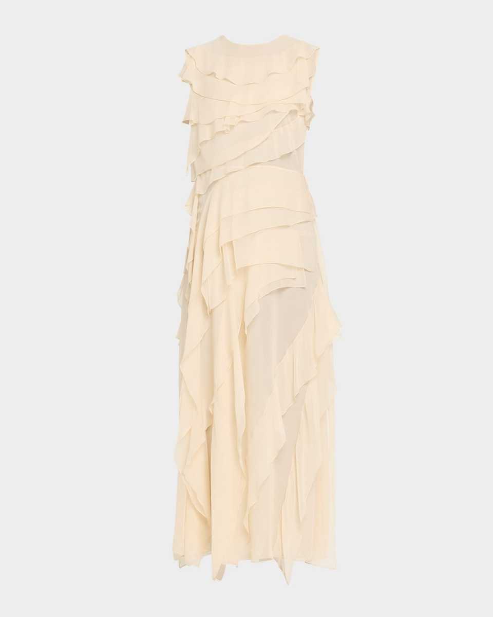 Gigi Sleeveless Ruffled Silk Maxi Dress